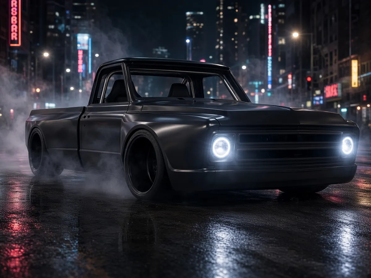 The C10 on a night street