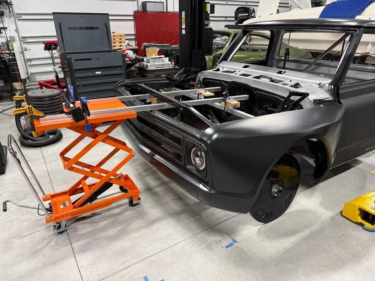 Shop photograph of the C10 build in progress